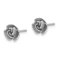 14k w/ White Rhodium Satin Finish D/C Rose Post Earrings