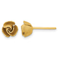 14k Yellow Gold Satin Finish D/C Rose Post Earrings