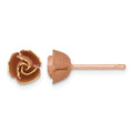 14k w/ Rose Rhodium Brushed Rose Flower Earrings