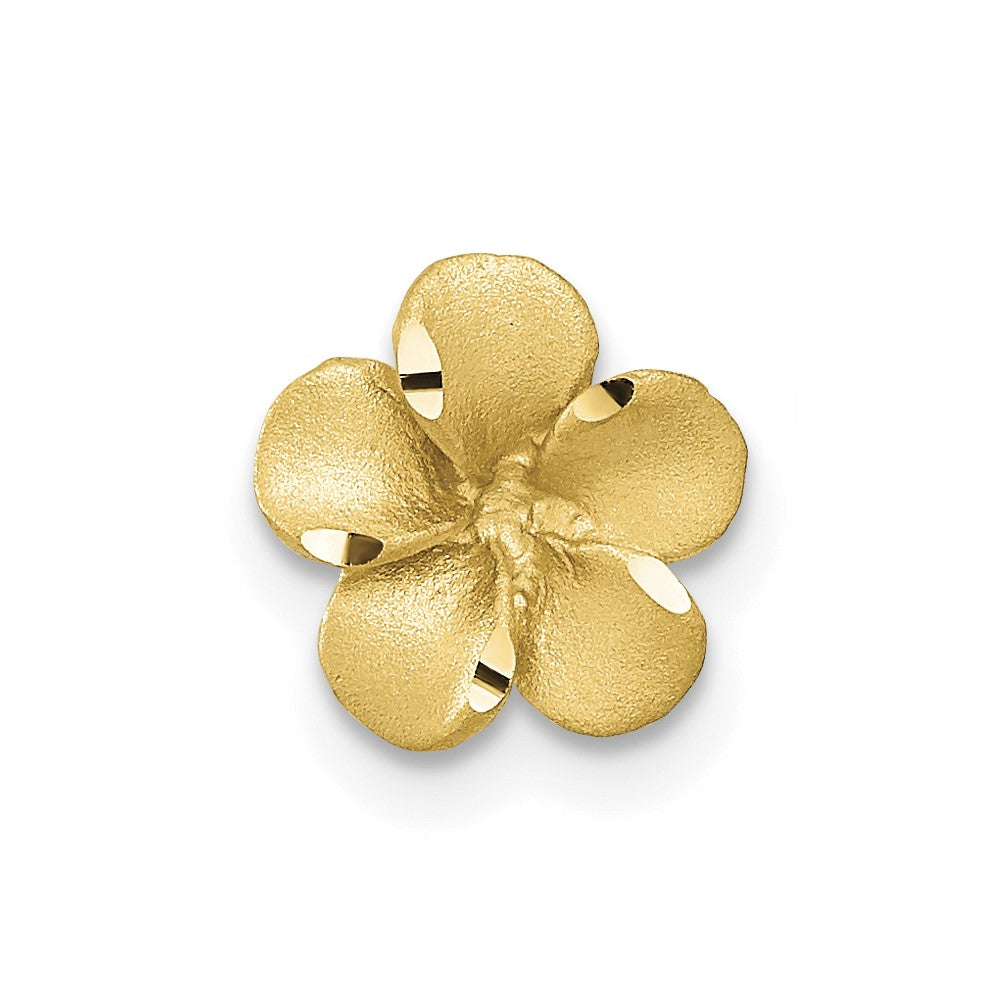 Single 14k Satin Diamond-cut Plumeria Post Earring