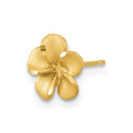 Single 14k Satin Diamond-cut Plumeria Post Earring