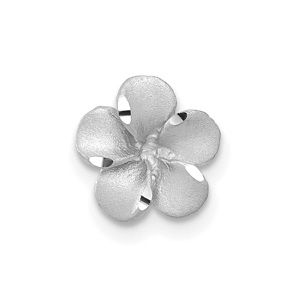 Single 14k White Gold Satin Diamond-cut Plumeria Post Earring