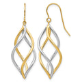 14K Two-Tone Twisted Polished Dangle Shepherd Hook Earrings