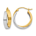14k Two-tone Polished Double Hoop Earrings