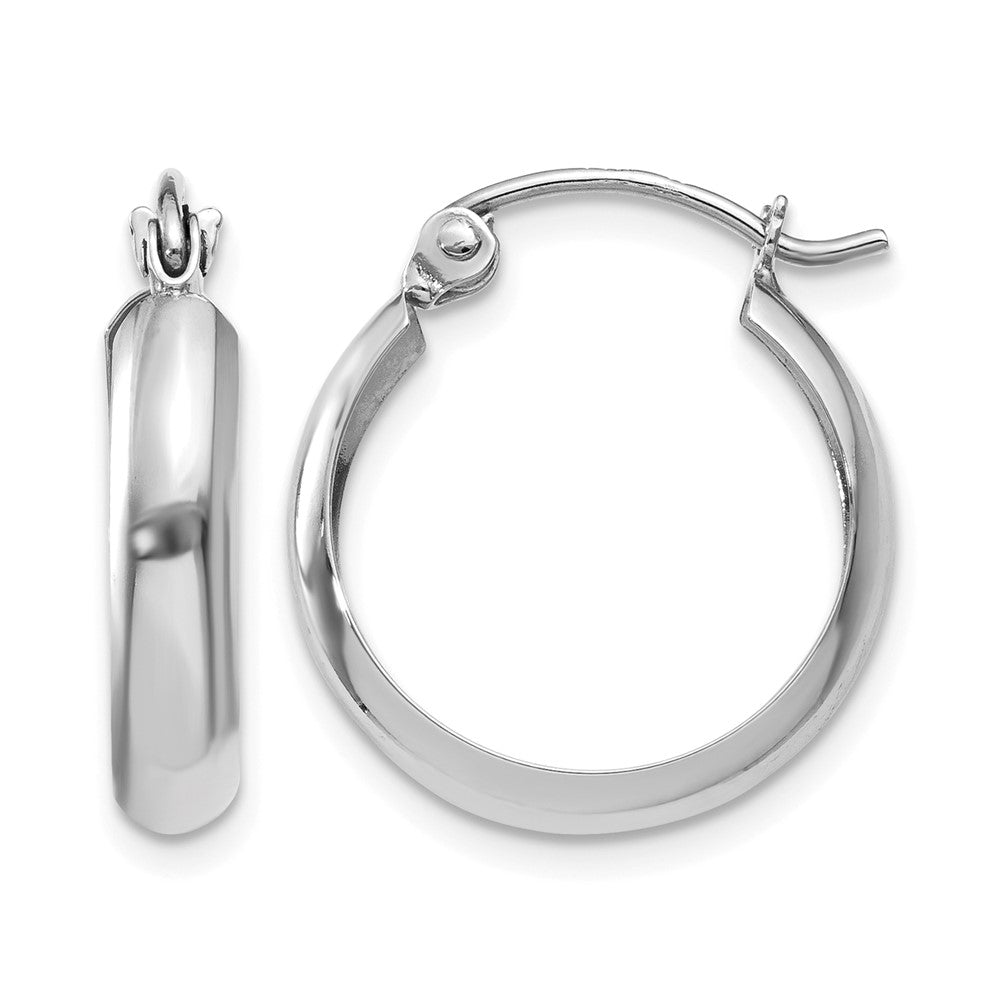 14k White Gold Polished 3.5mm Hoop Earrings