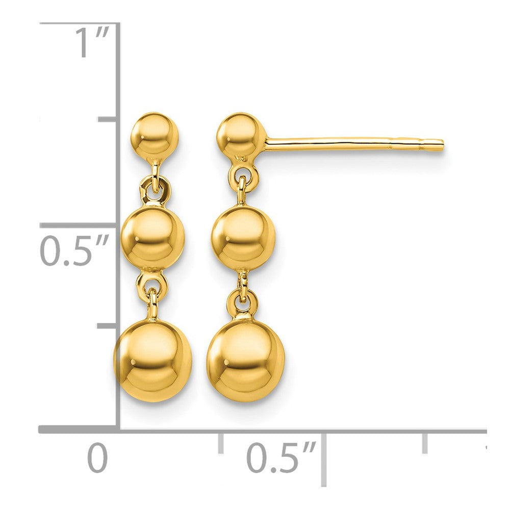 14k Graduated 3 Ball Post Earrings
