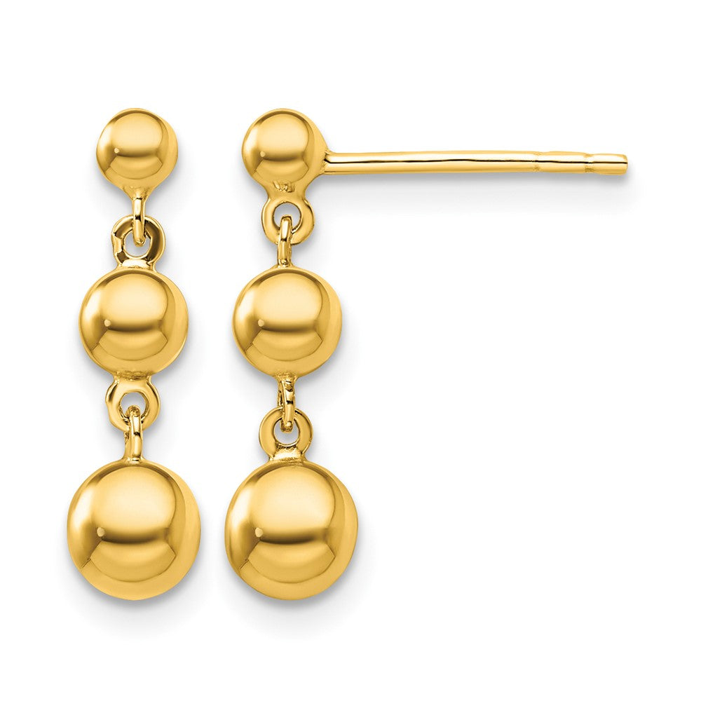 14k Graduated 3 Ball Post Earrings