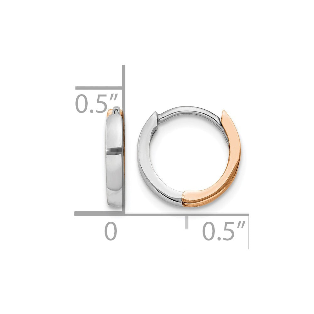 14k Two-tone Rose and White Gold 1.75mm Hinged Hoop Earrings