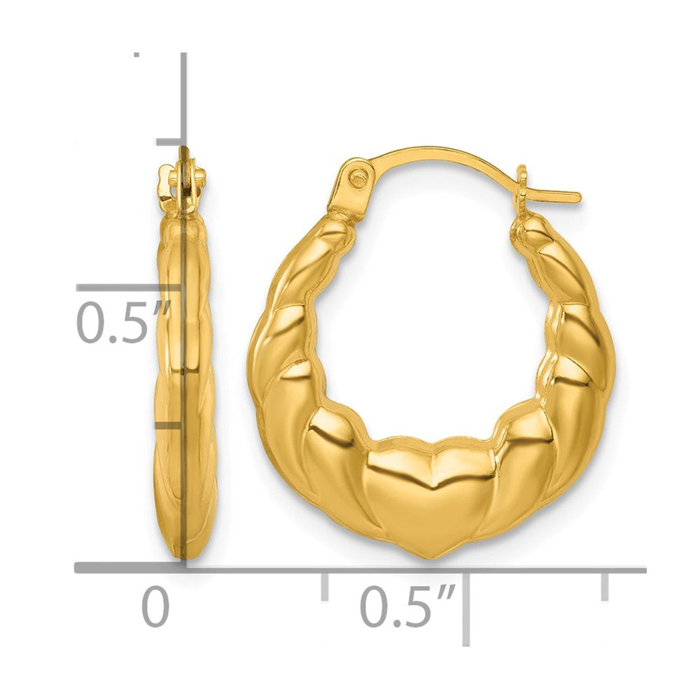14k Polished Hearts Hoop Earrings