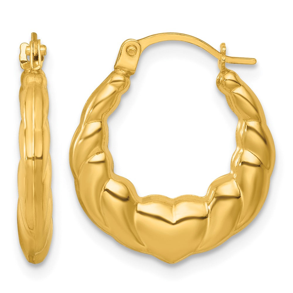 14k Polished Hearts Hoop Earrings