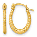14k Polished Heart Oval Hoop Earrings