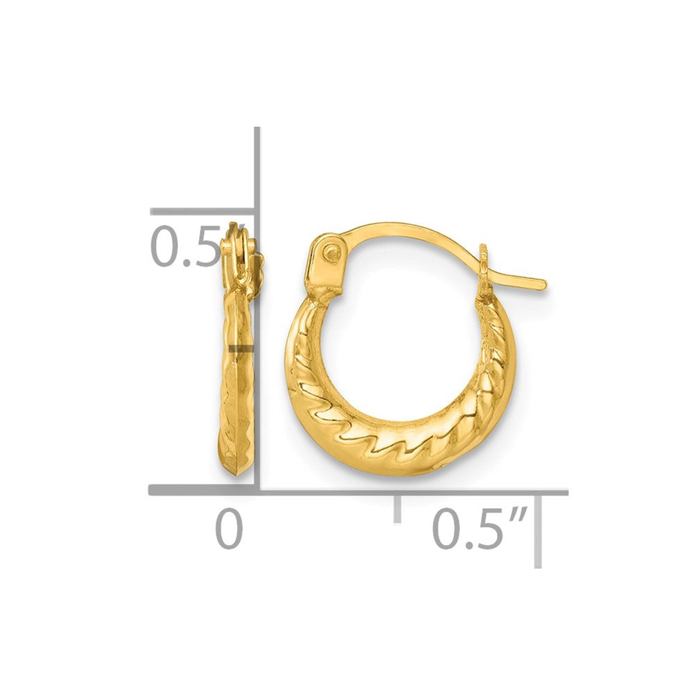 14k Polished and Grooved 1.5mm Hoop earrings