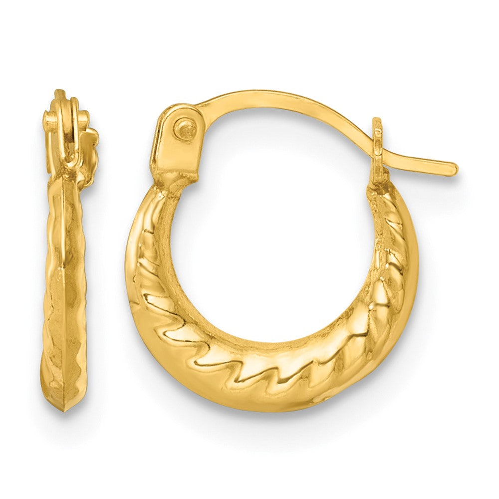 14k Polished and Grooved 1.5mm Hoop earrings
