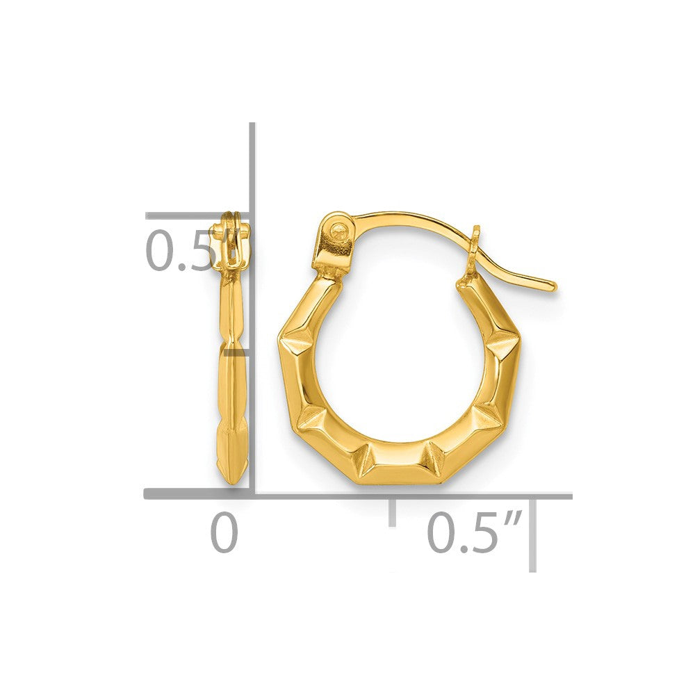 14k Polished and Grooved Hoop earrings