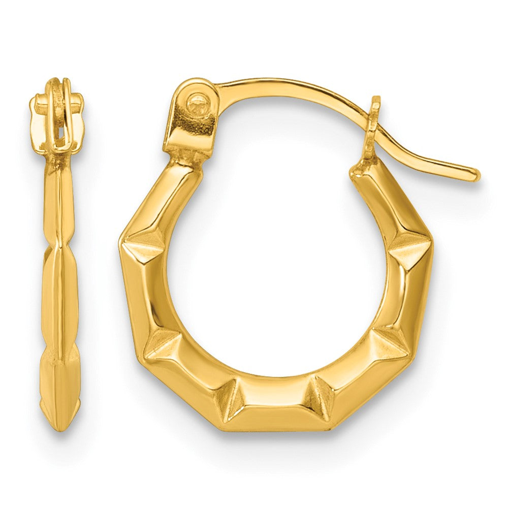 14k Polished and Grooved Hoop earrings