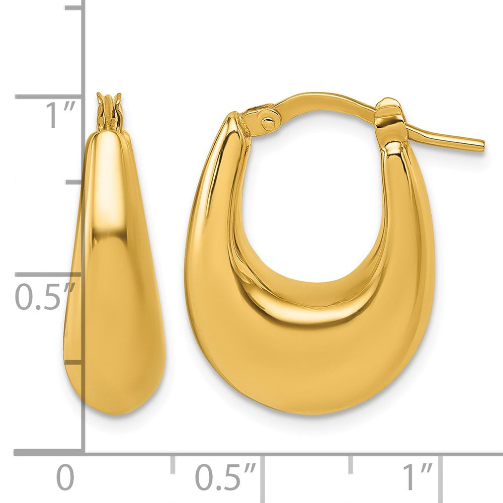 14k Polished Puffed Oval Hoop earrings