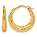 14k Polished and Grooved Round Hoop earrings