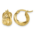 14k Polished w/Cut Out Floral Design Hoop earrings
