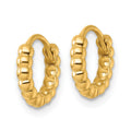 14k Polished 2.25mm Beaded Hinged Huggie Hoop Earrings