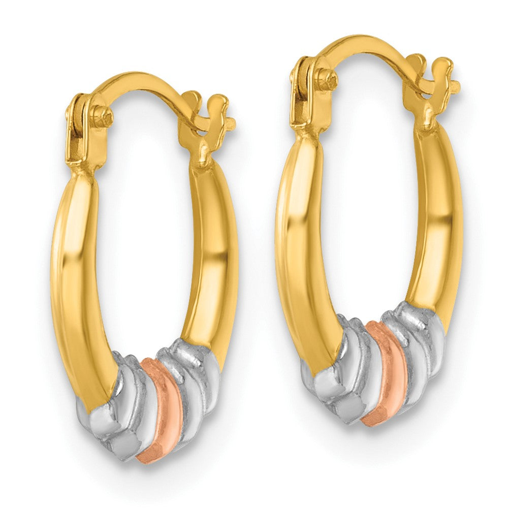 14k w/Rhodium and Rose Gold-plating Polished Hoop Earrings
