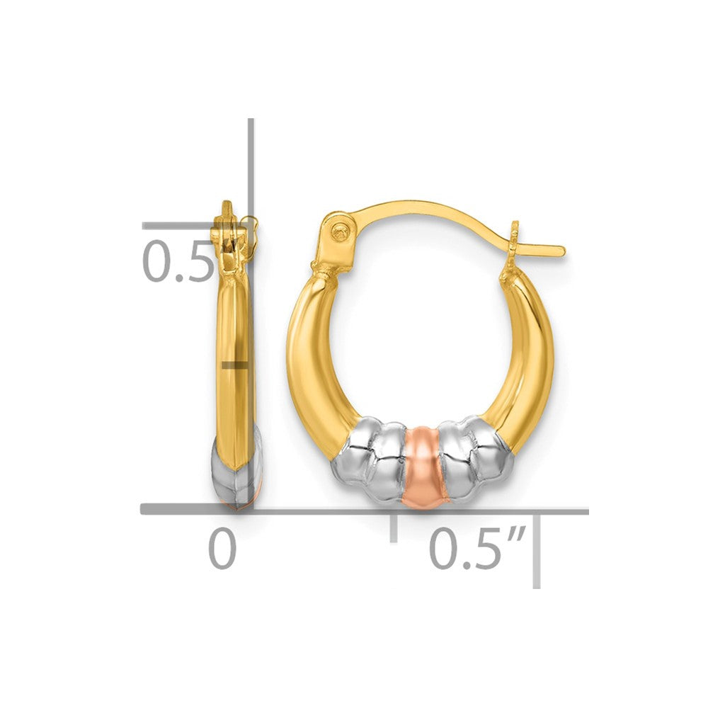 14k w/Rhodium and Rose Gold-plating Polished Hoop Earrings