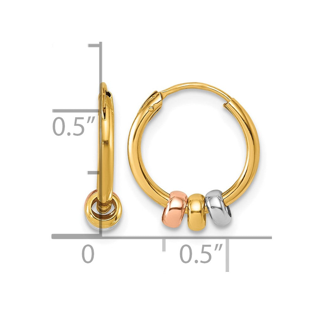 14K w/White RH and Rose-tone Polished Beads Endless Hoop earrings