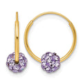 14k Polished Lavender Crystal and Resin Endless Hoop Earrings
