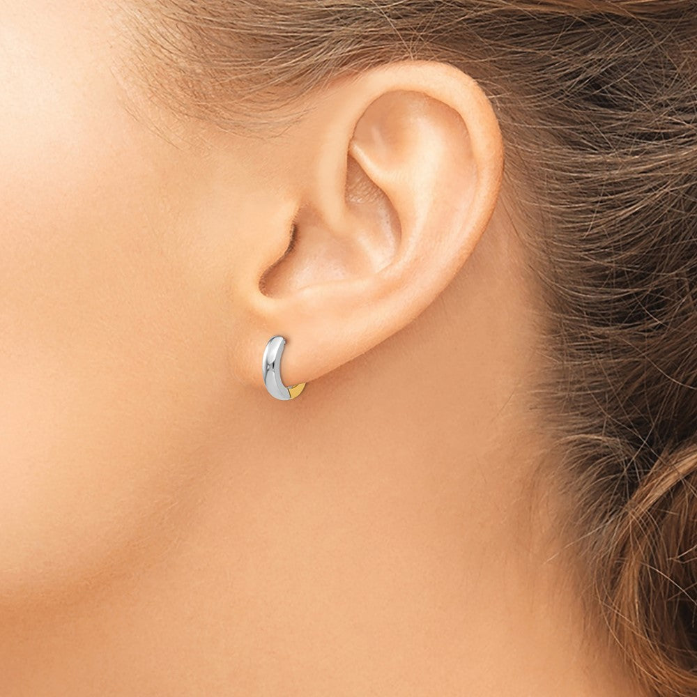 14k Two-tone 2.5mm Round Hinged Hoop Earrings