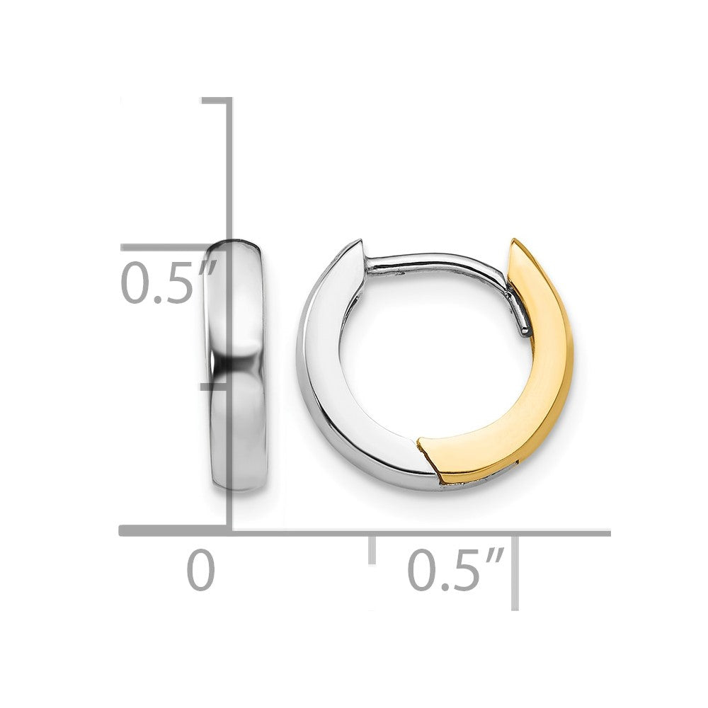 14k Two-tone 2.5mm Round Hinged Hoop Earrings