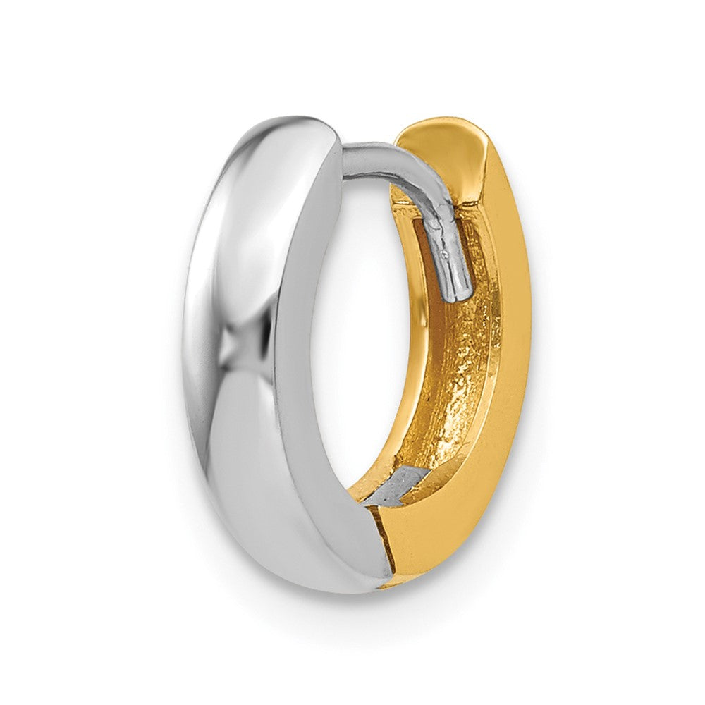 Single 14k Two-tone 2.5mm Round Hinged Hoop Earring