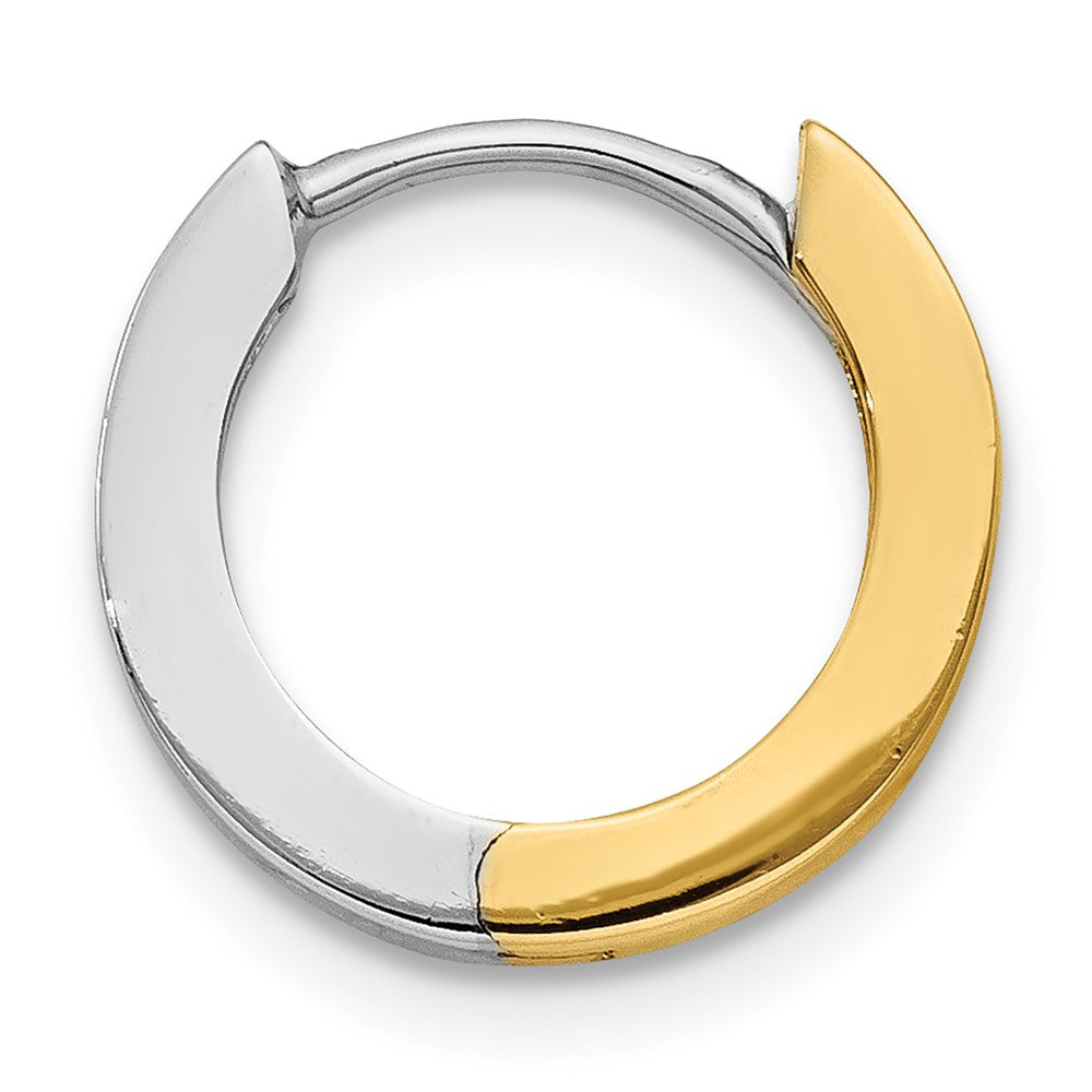 Single 14k Two-tone 2mm Round Hinged Hoop Earring