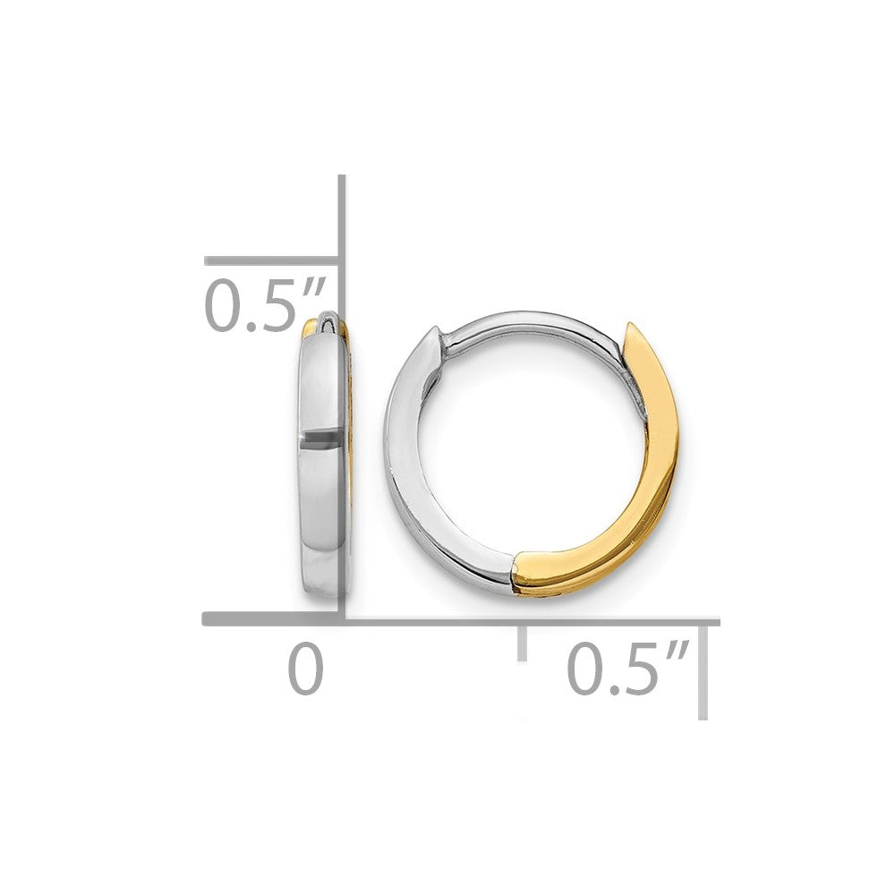 14k Two-tone 1.5mm Round Hinged Hoop Earrings