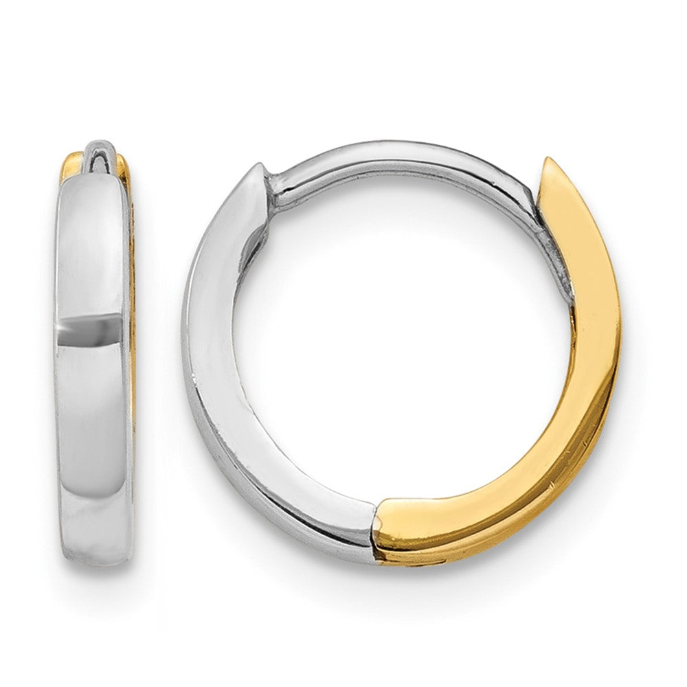 14k Two-tone 1.5mm Round Hinged Hoop Earrings