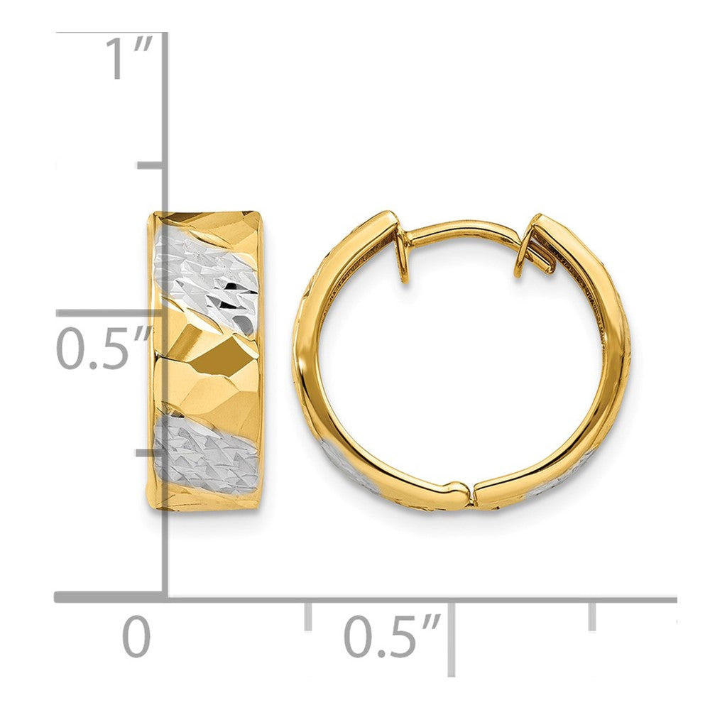 14k 5mm Diamond-cut Rhodium Hoop Earrings