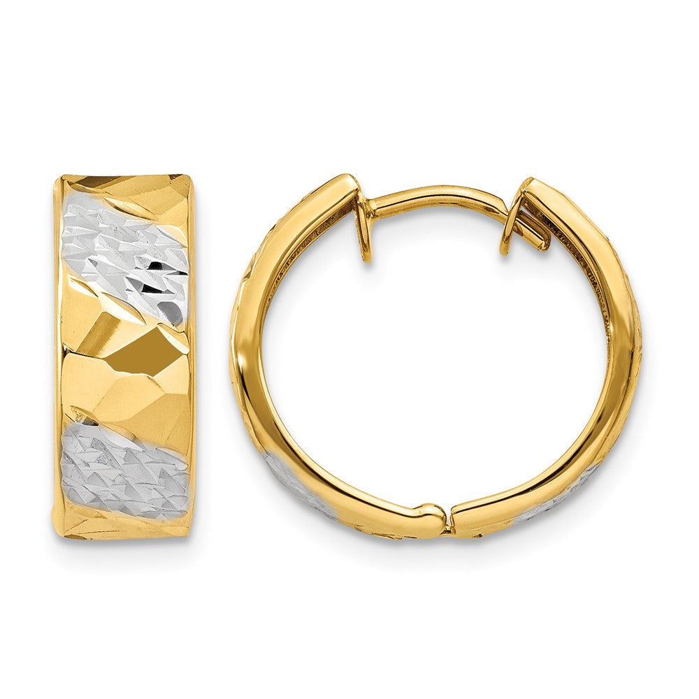 14k 5mm Diamond-cut Rhodium Hoop Earrings