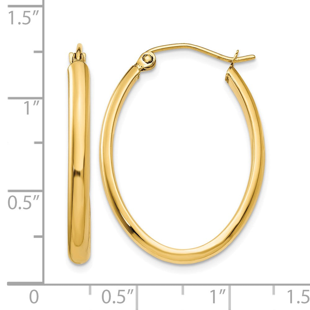 14k 3mm Oval Hoop Earrings
