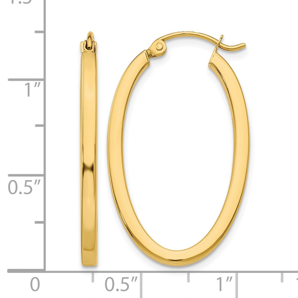 14k 2mm Oval Hoop Earrings