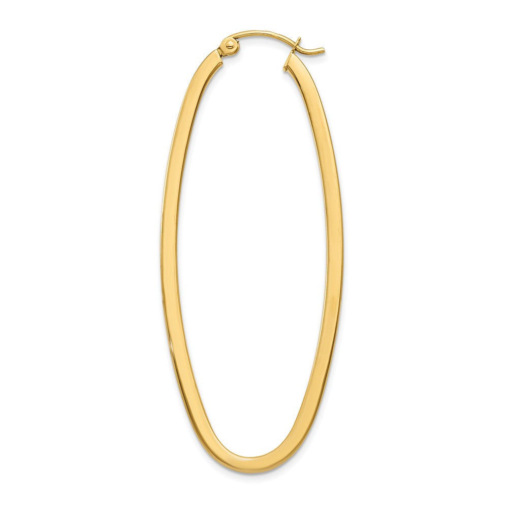 Single 14k 2mm Large Oval Hoop Earring