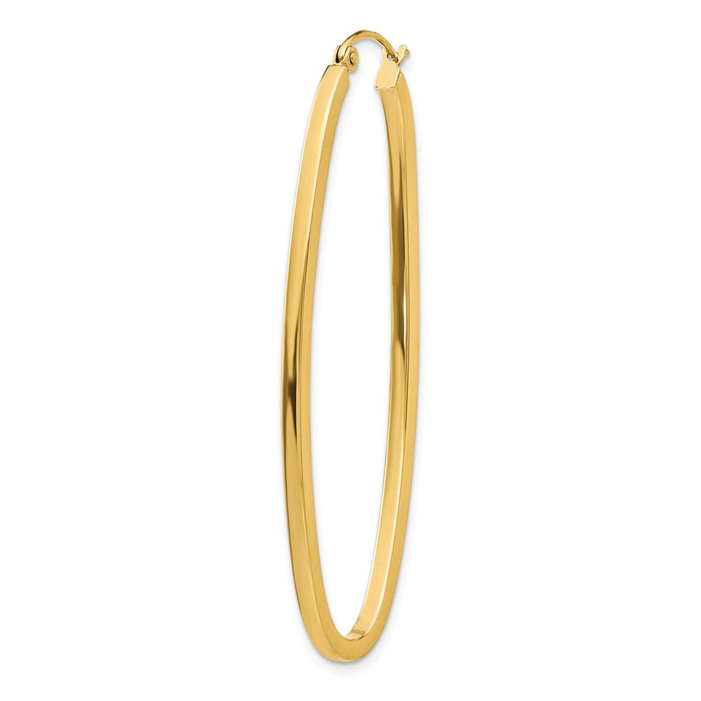 Single 14k 2mm Large Oval Hoop Earring