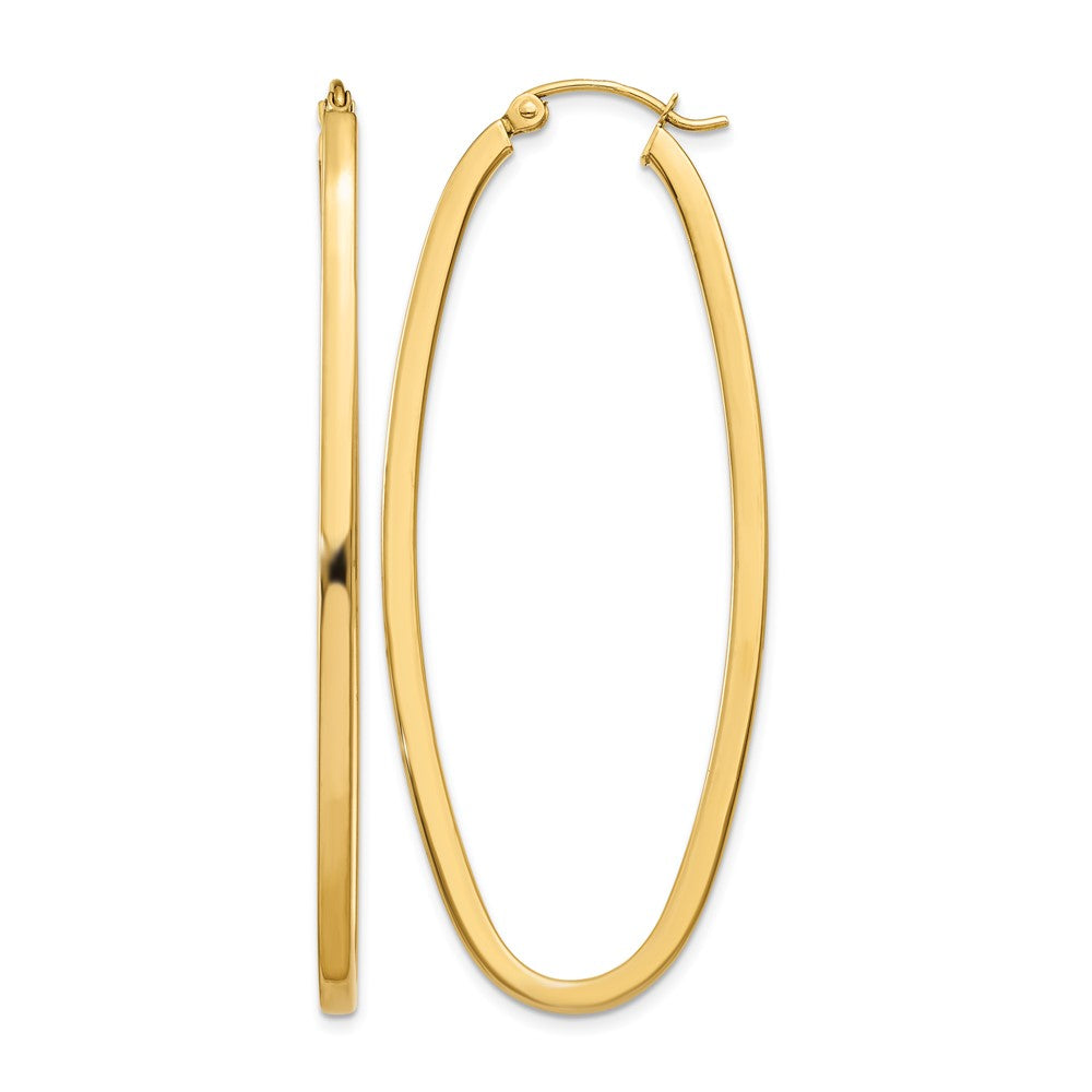 14k 2mm Large Oval Hoop Earrings