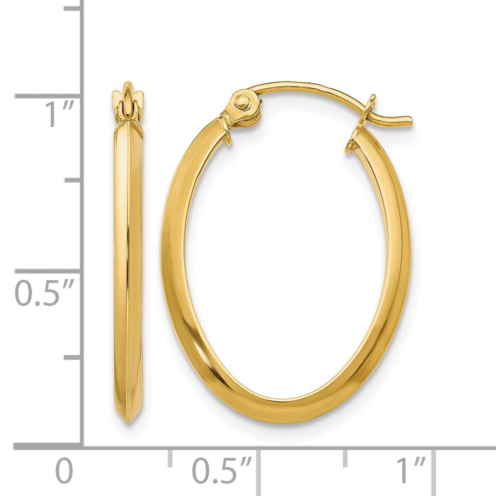 14k 2mm Oval Hoop Earrings