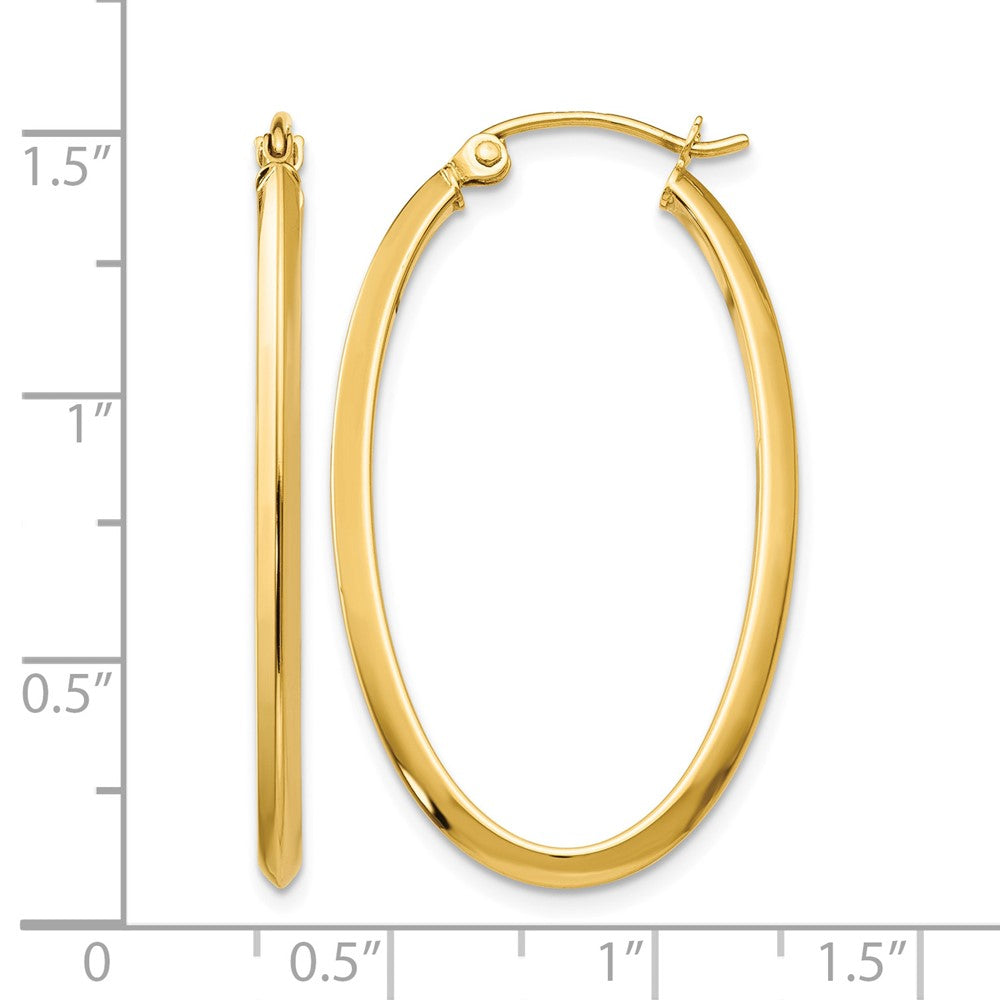 14k 2mm Oval Hoop Earrings