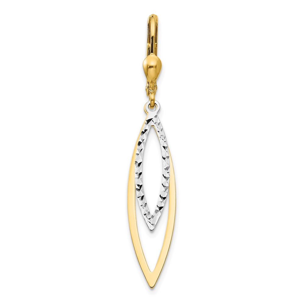 Single 14k Two-tone Diamond-cut Leverback Earring