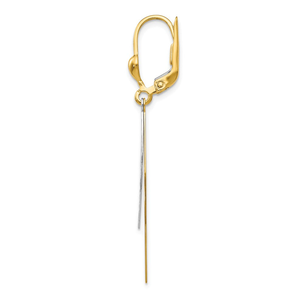 Single 14k Two-tone Diamond-cut Leverback Earring