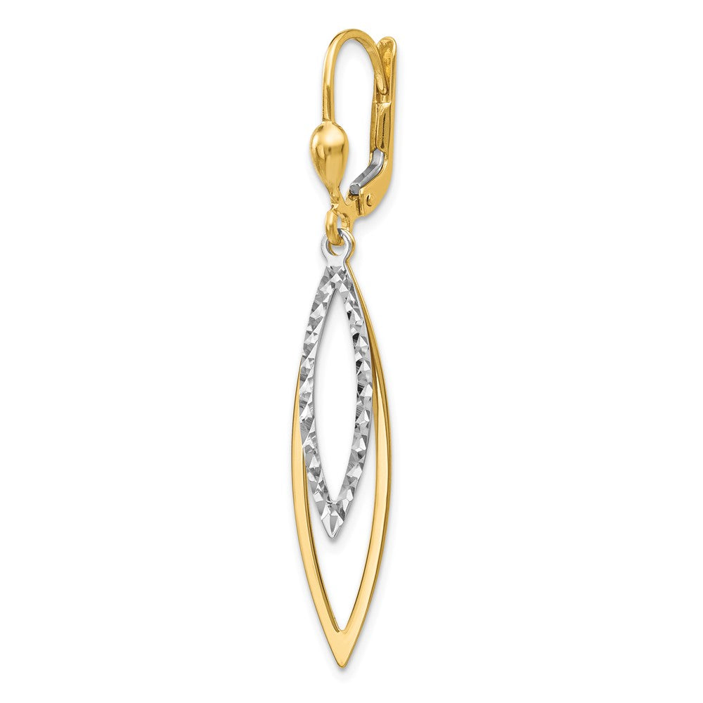 Single 14k Two-tone Diamond-cut Leverback Earring