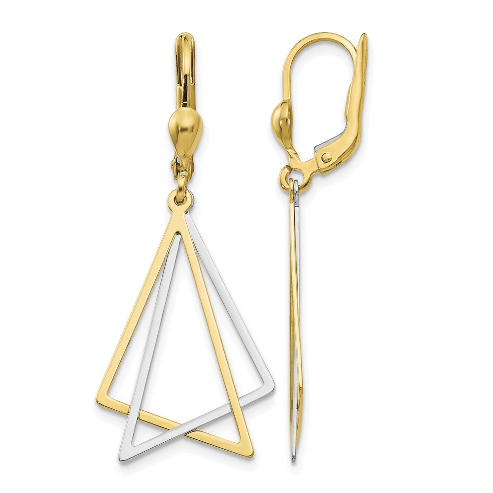 14k Two-tone Leverback Drop Earrings