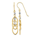 14k Two-tone Oval Beaded Dangle Earrings