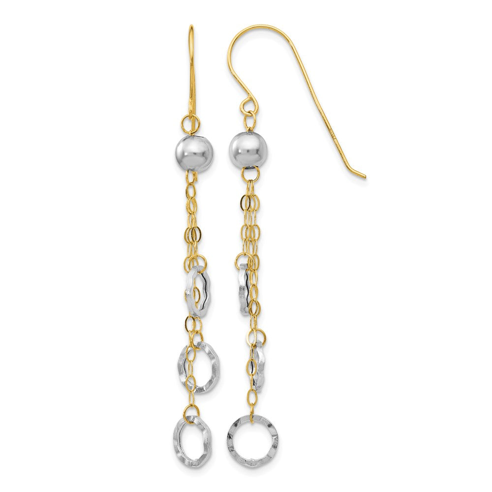 14k Two-tone Circle Dangle Earrings