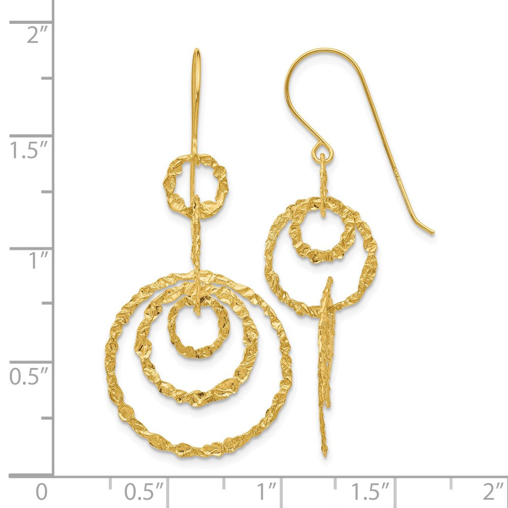 14k Textured Dangle Circle Earrings