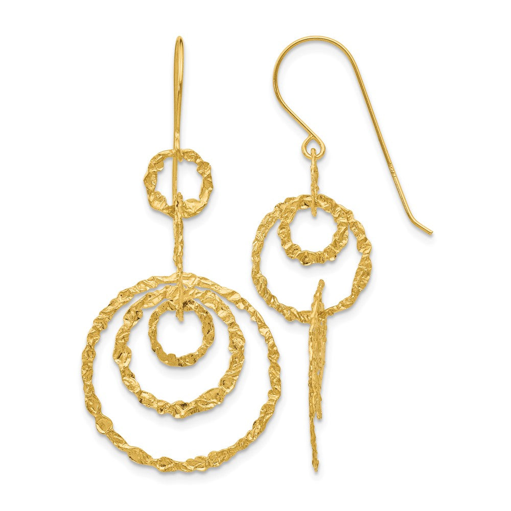 14k Textured Dangle Circle Earrings
